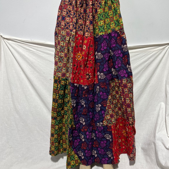 Boho Patchwork Skirt * Long Gypsy Hippie Tiered in 100% Silky Rayon * Maxi Full - Picture 6 of 6